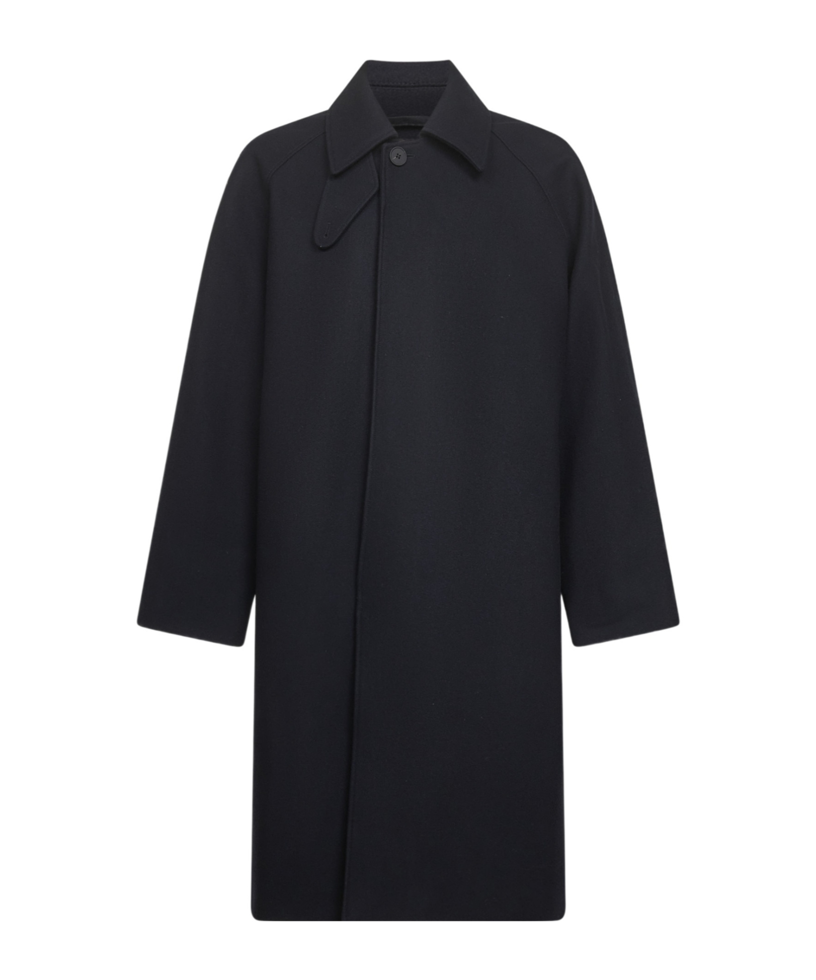 Studio Nicholson Blue Melton Wool Blend Cabo Coat In Black