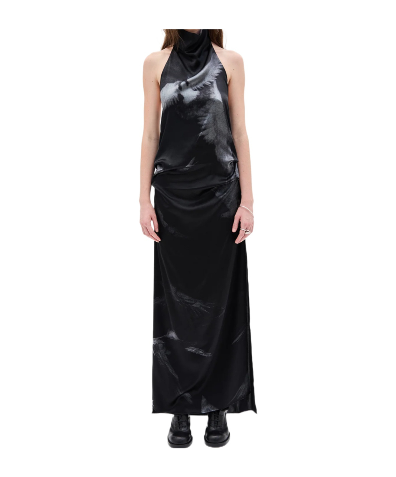 Ann Demeulemeester Rut Highneck Open Back Maxi Dress In Black