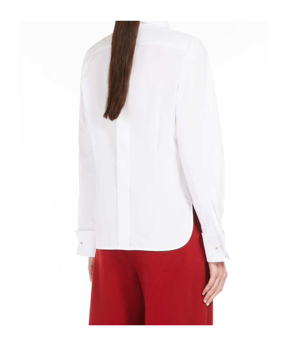Max Mara Long Sleeve Embroidered Pocket Top In White