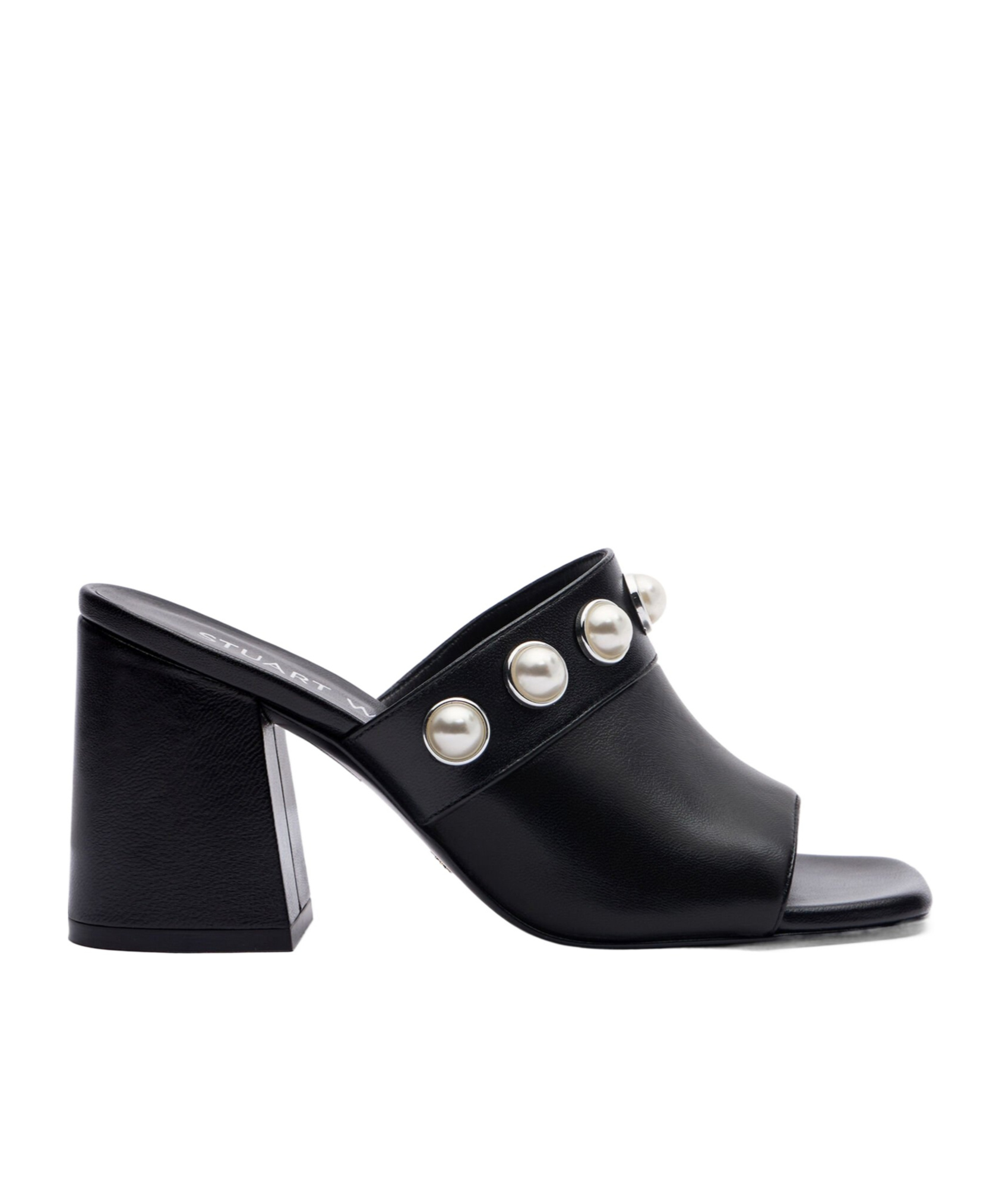 Stuart Weitzman Square-headed High-heeled Slippers In Black