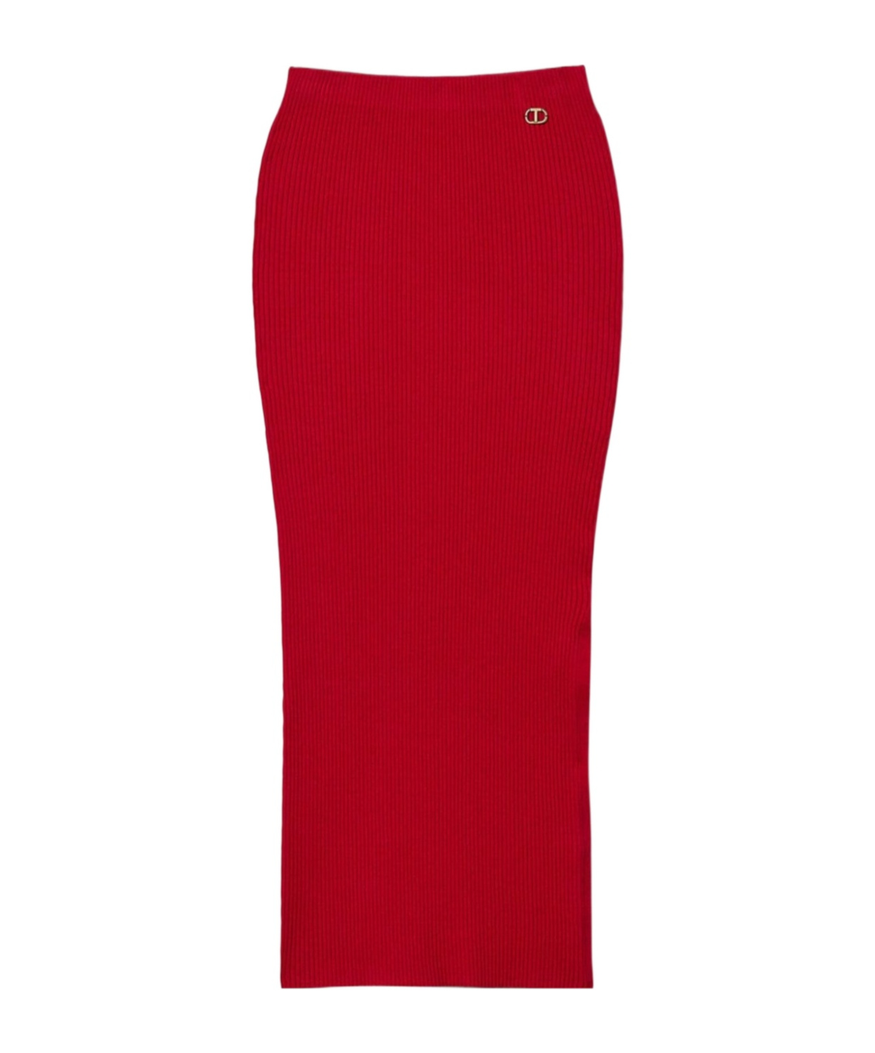 Shop Twinset Ribbed-knit Midi Skirt