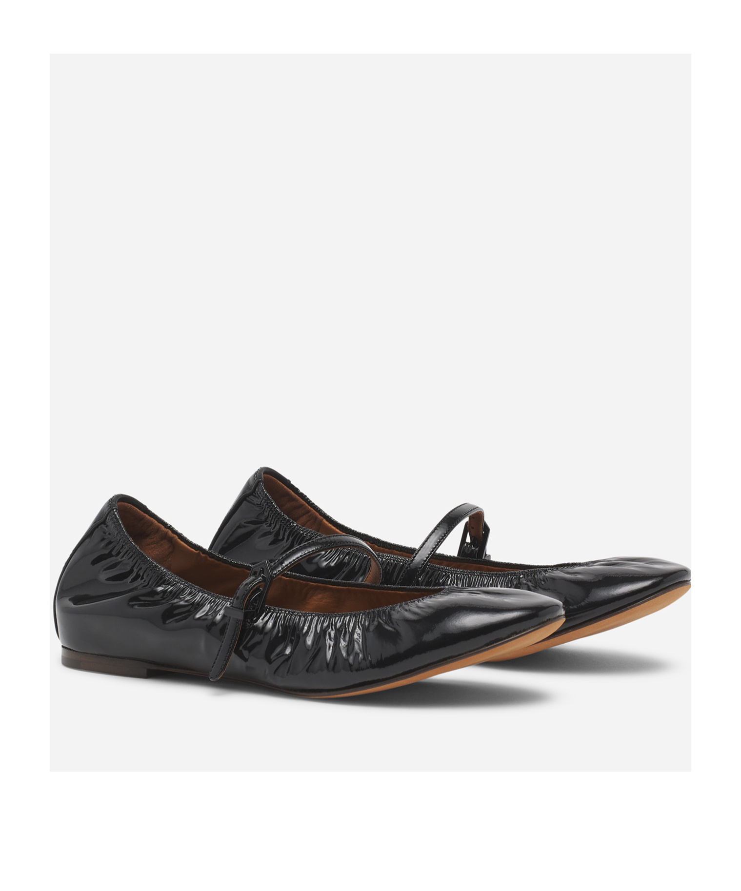 Lanvin Leather Mary Jane Ballerina Shoes In Black