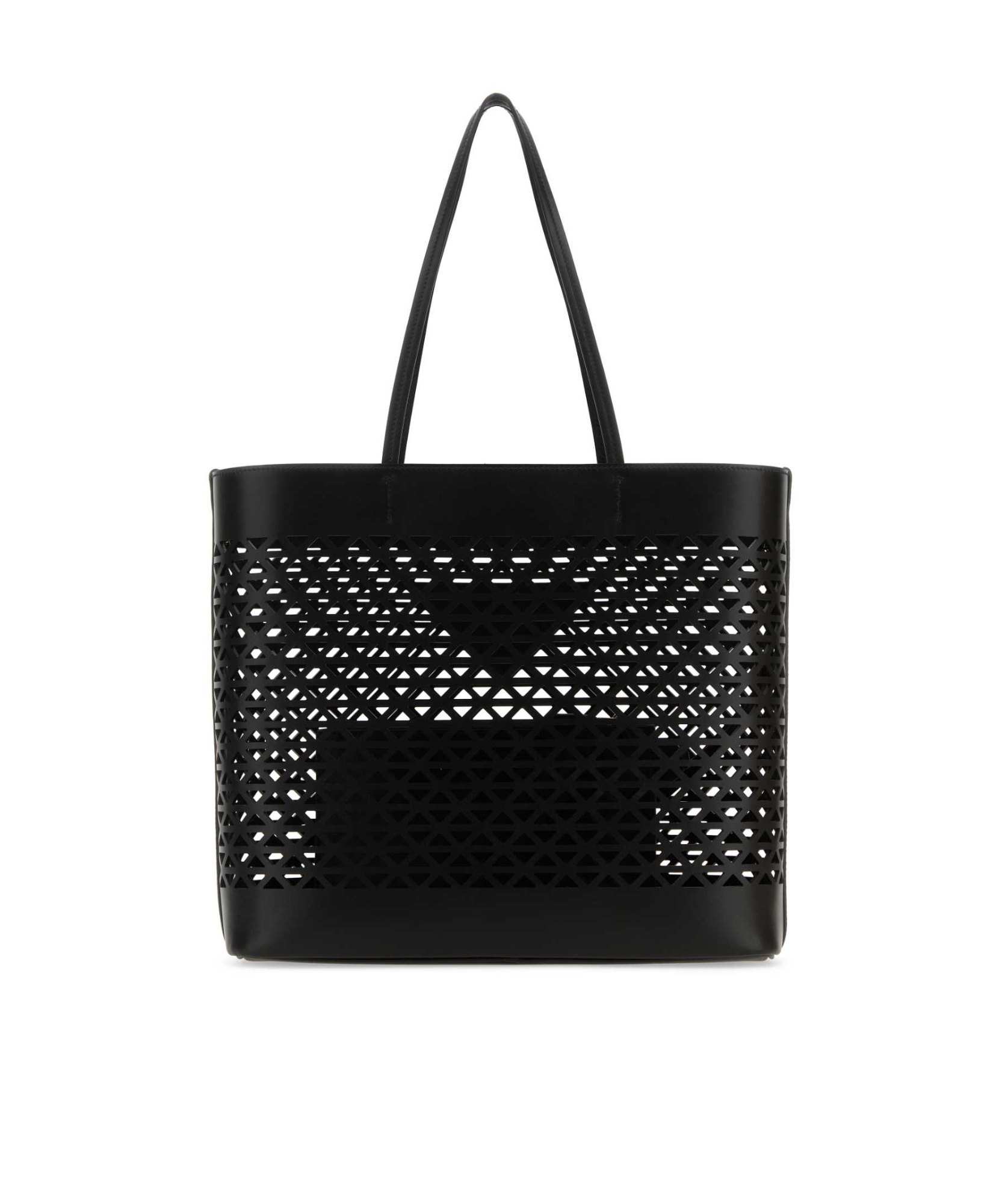Prada Large Perforated Leather Tote Bag In Black