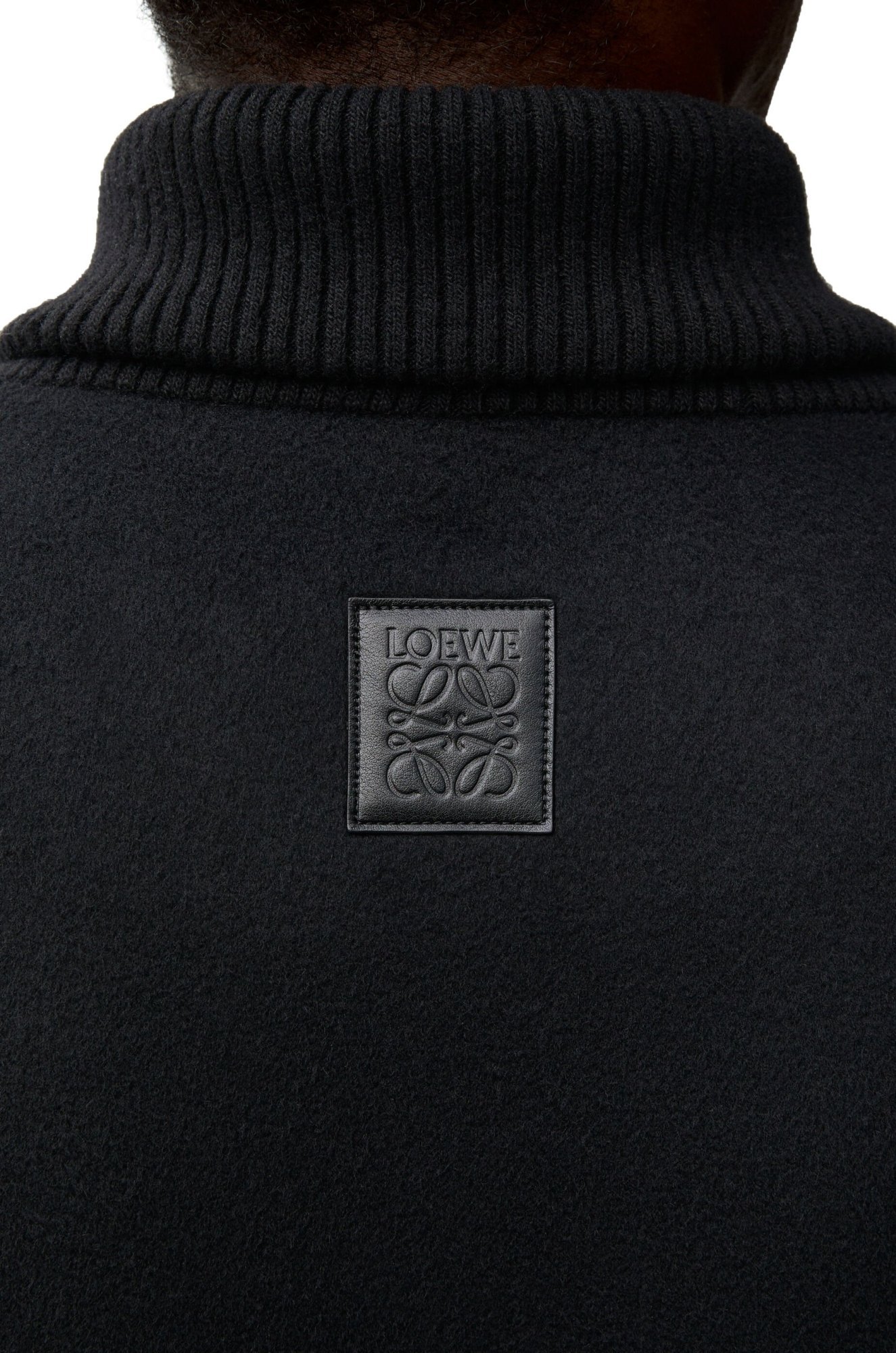 Loewe Double-breasted Shawl-collar Wool Peacoat In Black