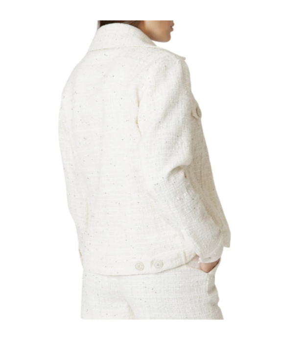 Eleventy Sequin-embellished Tweed Jacket In White
