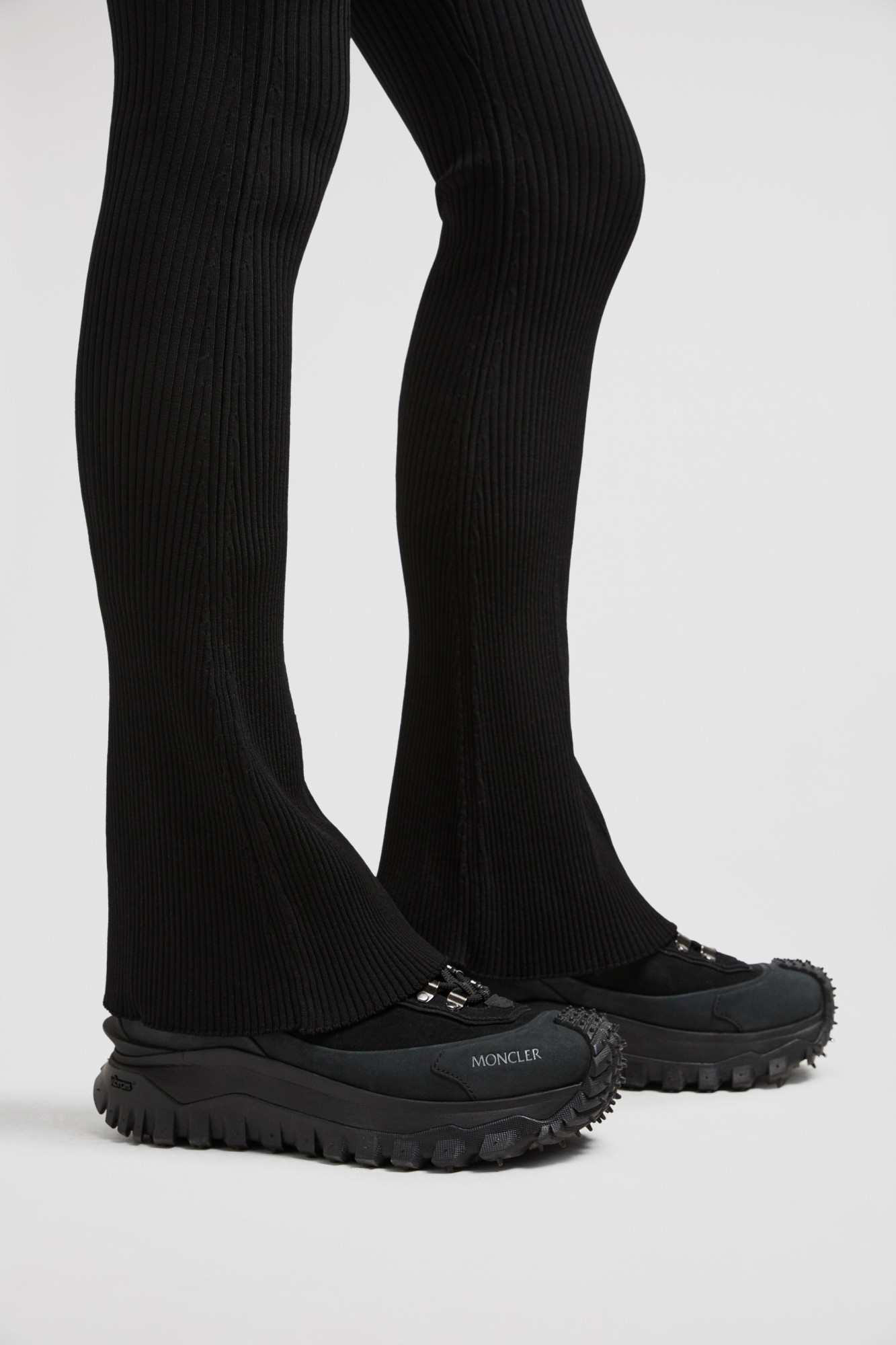 Moncler Trailgrip Apex Leather And Suede Sneakers In Black