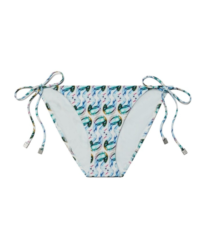 Tory Burch Printed String Bikini Bottom In Blue