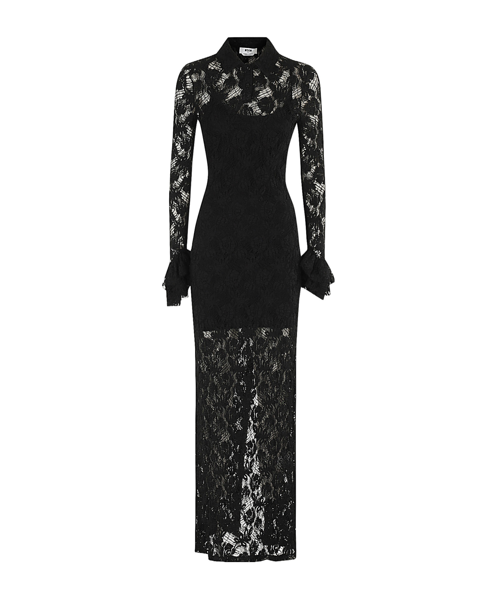 Shop Msgm Floral-lace Maxi Dress In Black