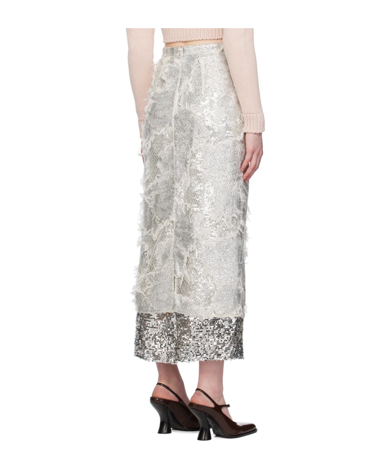 Shop Erdem Layered Mid-length Skirt In White