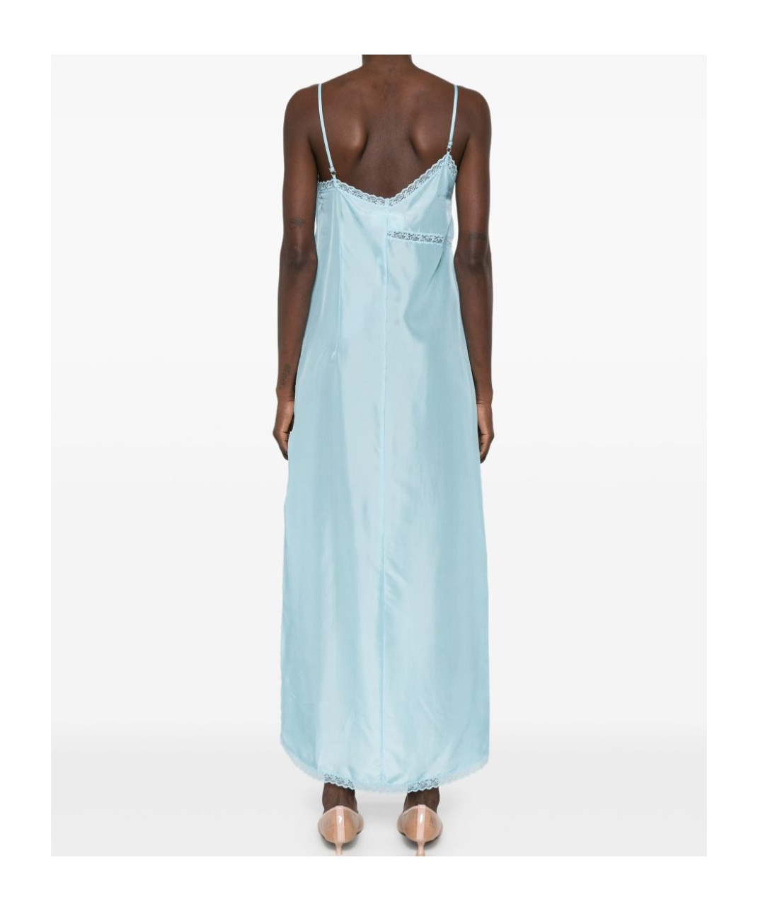 Mm6 Maison Margiela Asymmetric Silk Maxi Dress In Blue