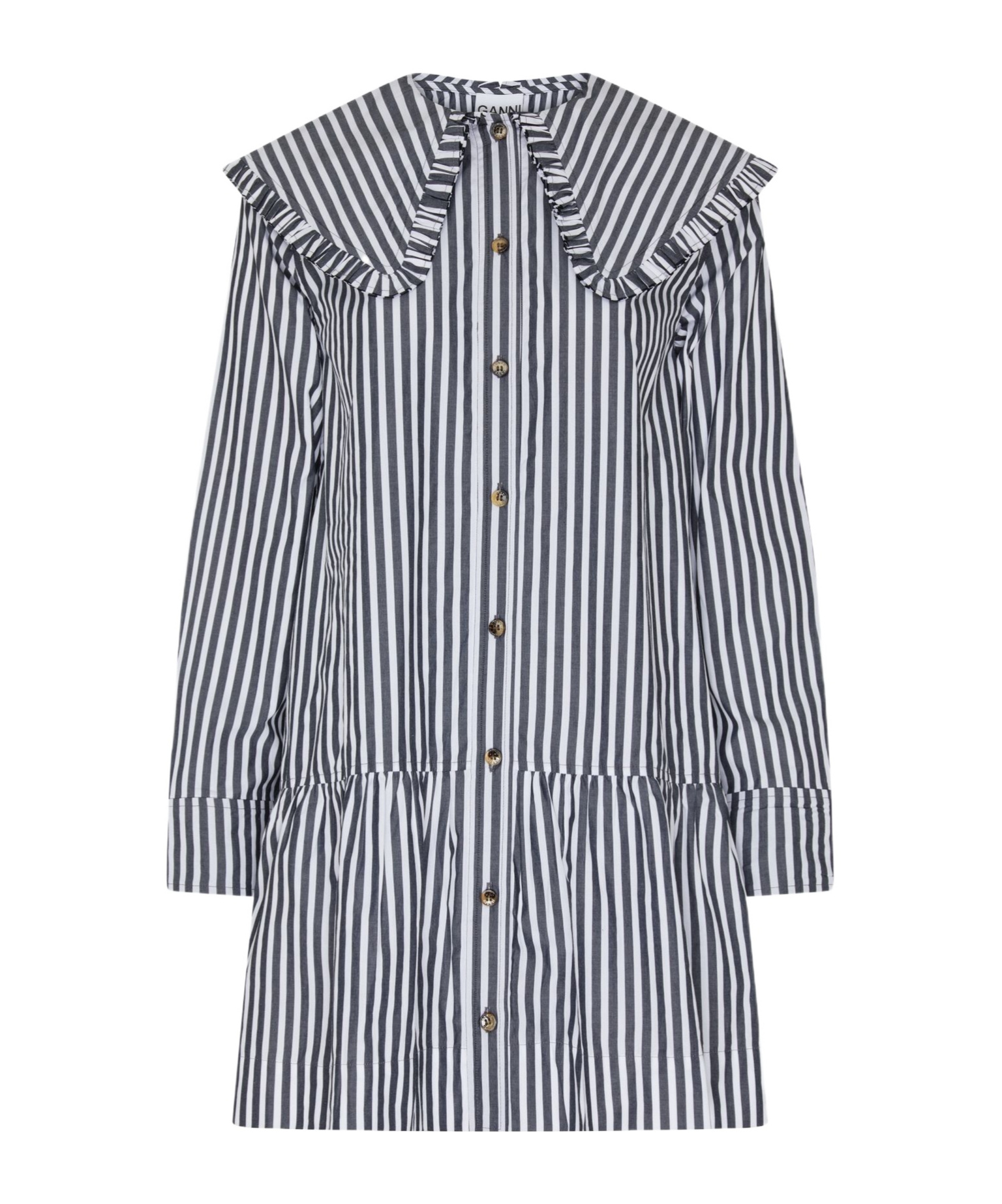 Shop Ganni Long Sleeve Dress In Gray