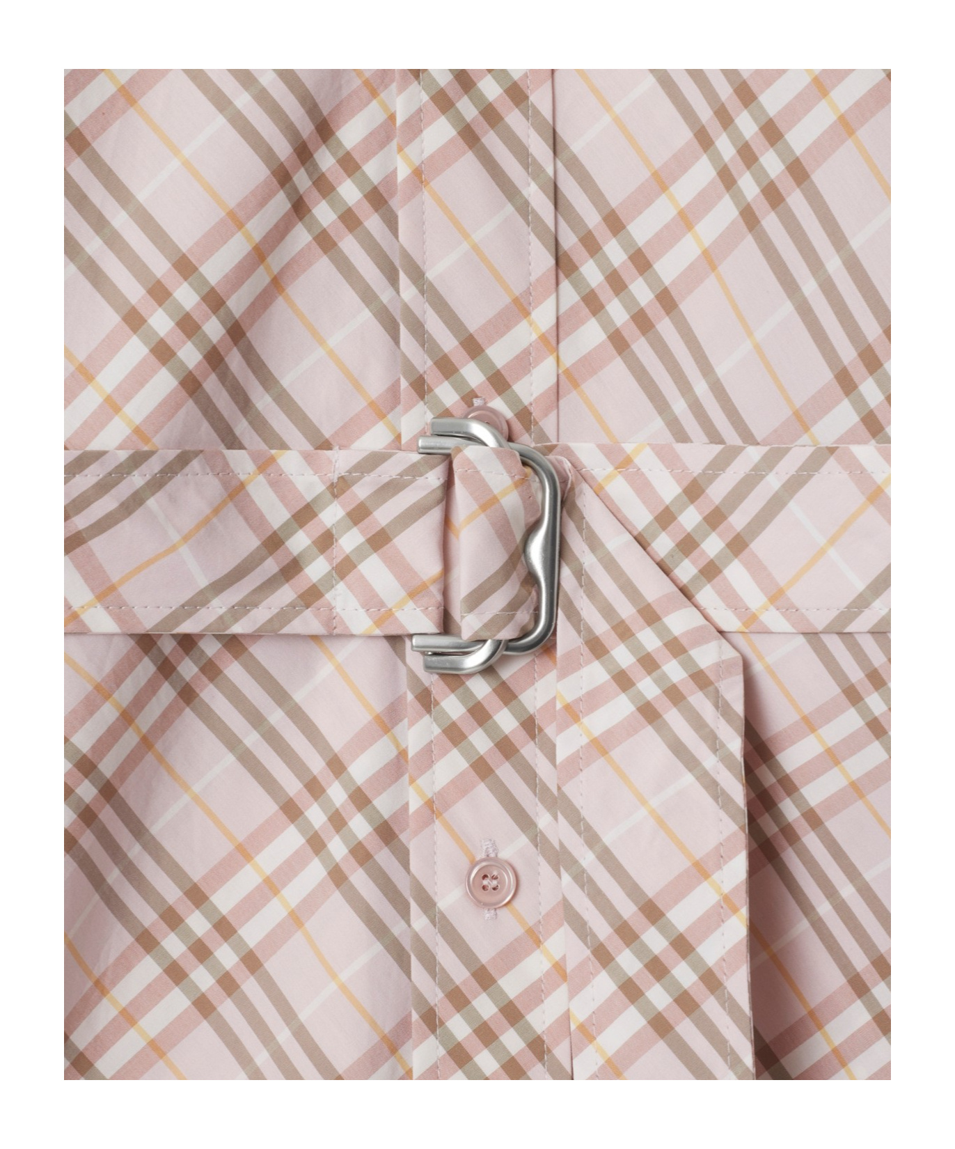 Burberry Check Belted Long-sleeve Mini Shirtdress In Nude