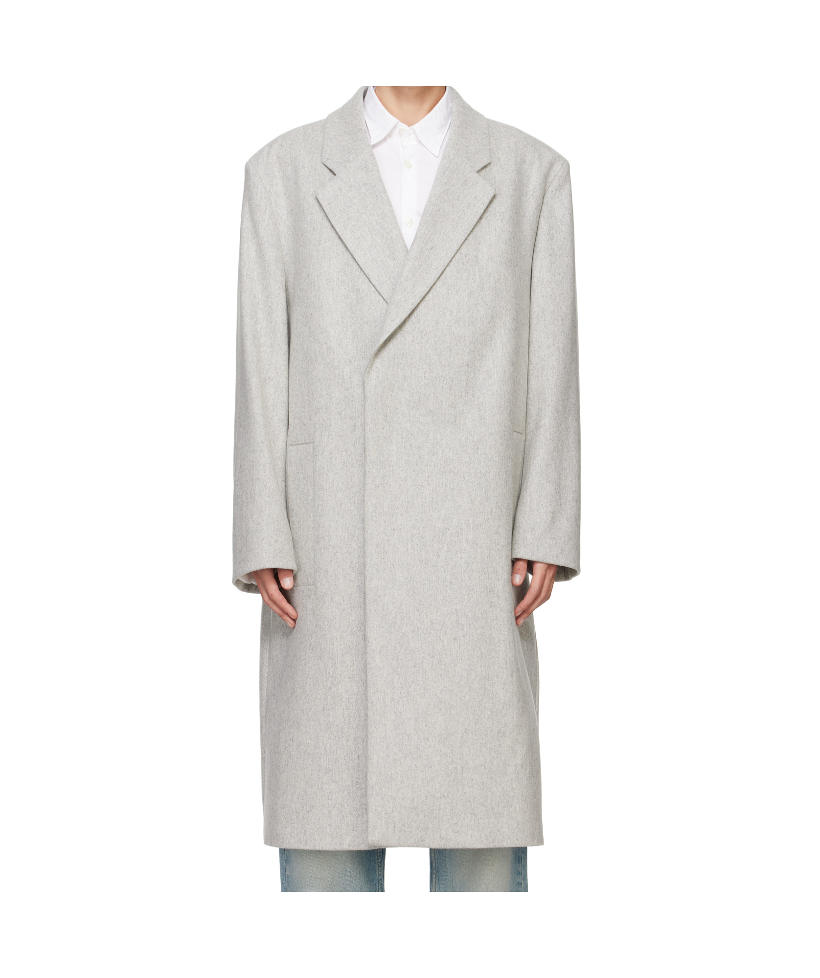Hugo Boss Gray Relaxed-fit Coat In White