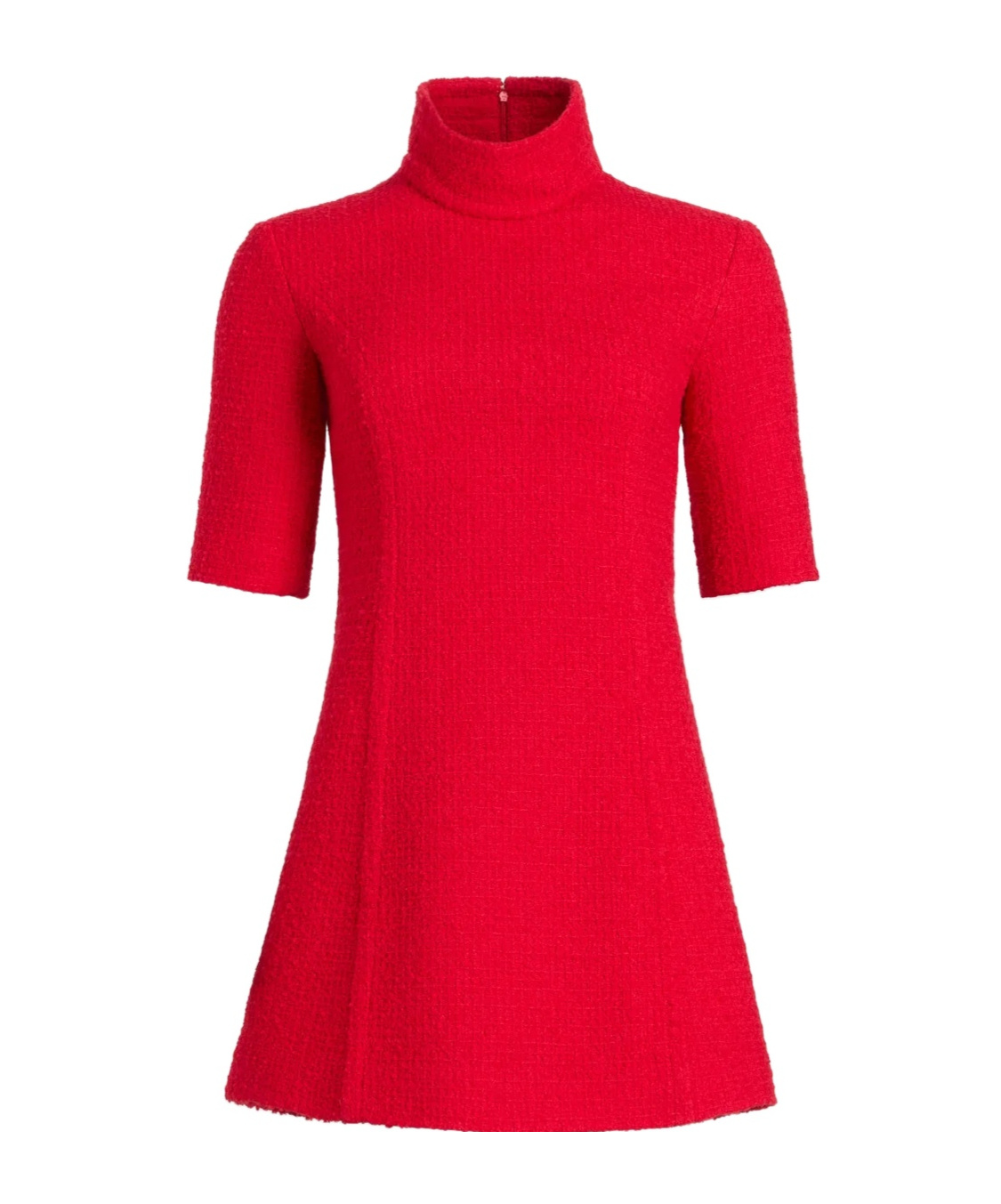 Patou High-neck Tweed Dress In Red