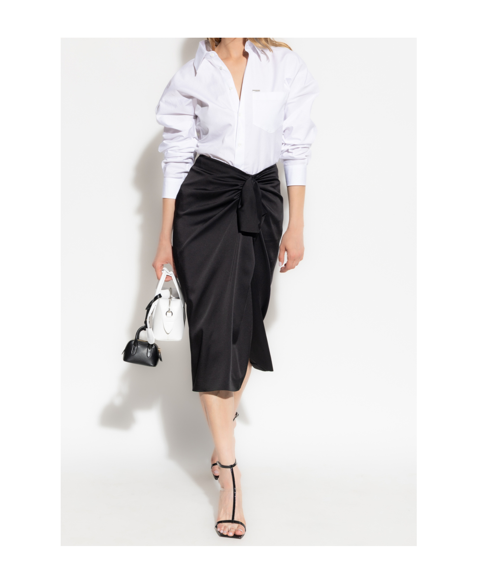 Stella Mccartney Satin Gathered Midi Skirt