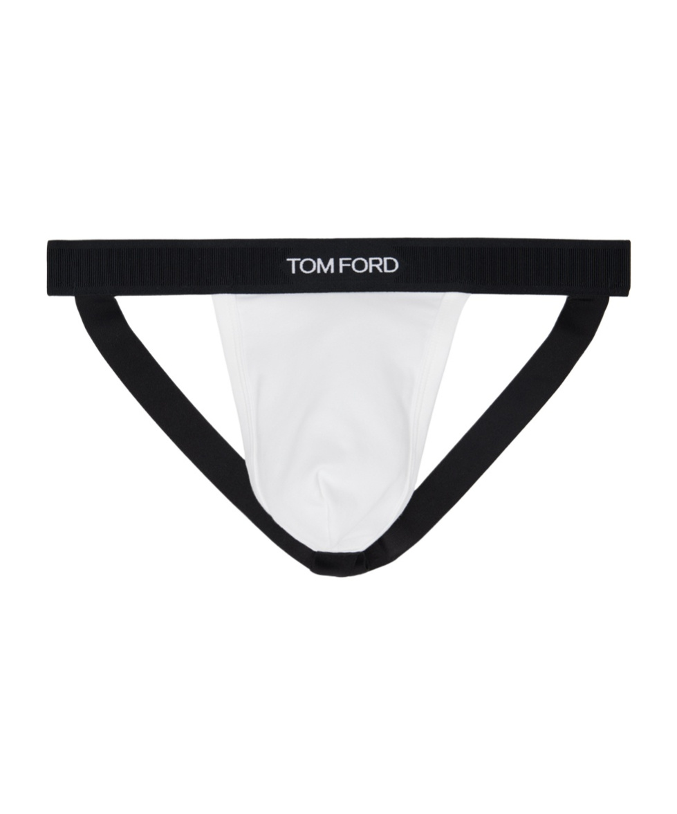 Tom Ford Cotton Blend Regular Fit Jock Strap In Black