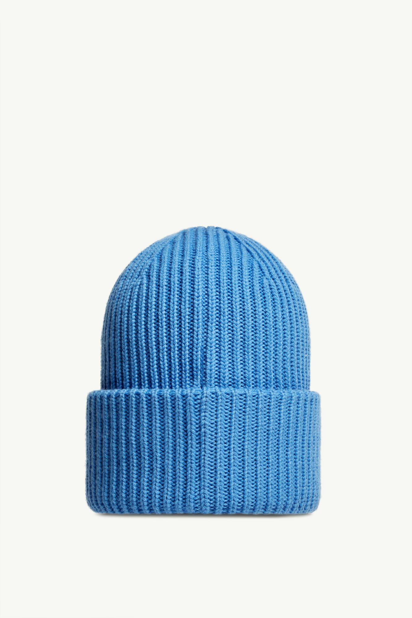 Moncler Blue Wool Beanie Hat With Logo In Blue