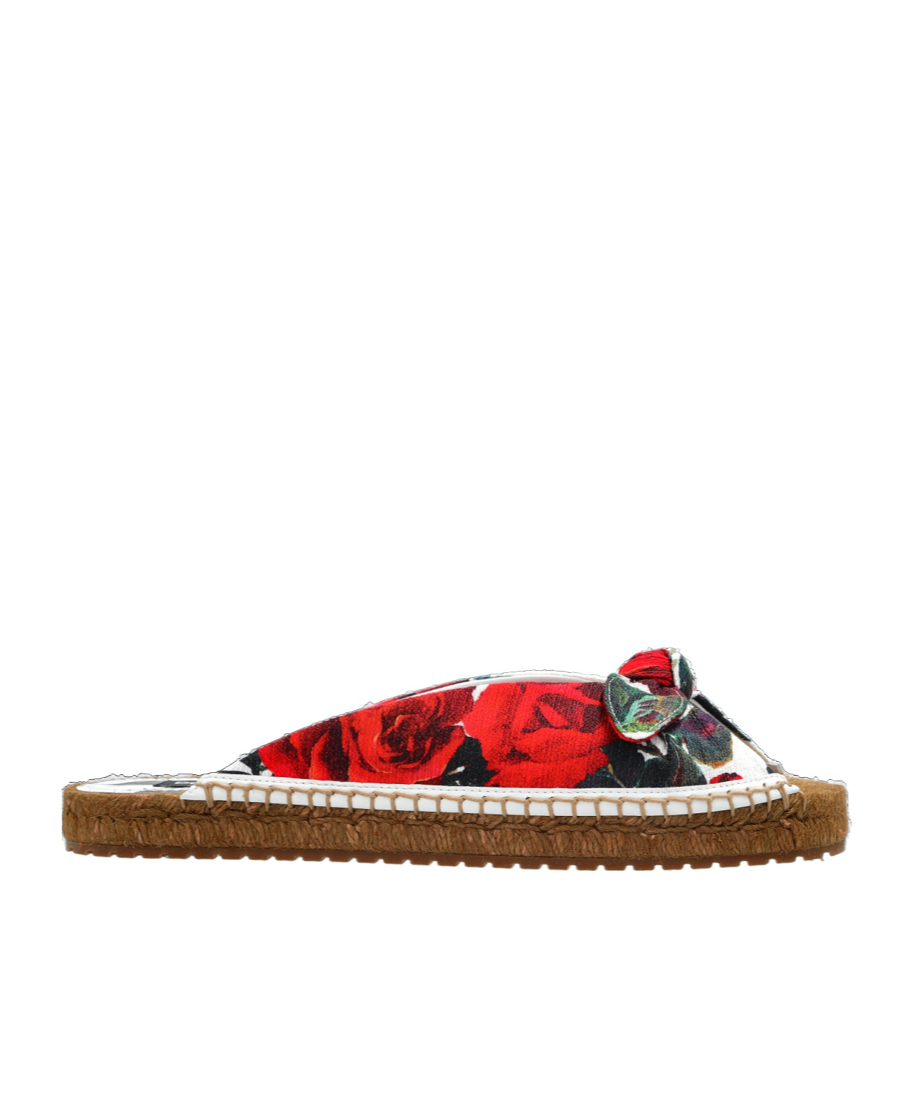 Dolce & Gabbana Floral Espadrille Slides In Brown