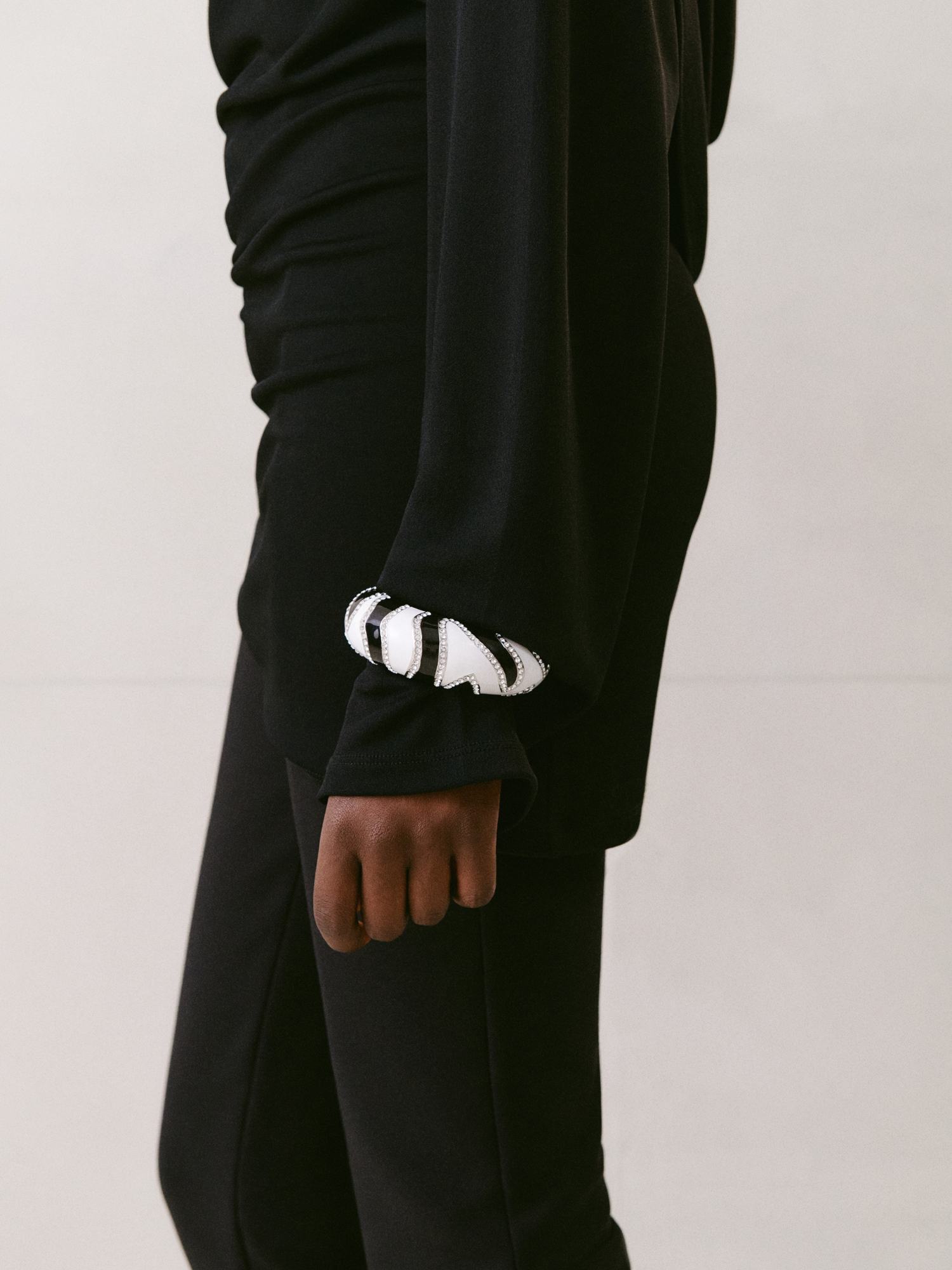 Shop Jacquemus Zebra Embellished Bracelet In White