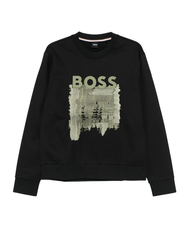Hugo Boss Logo-print Cotton Sweatshirt In Black