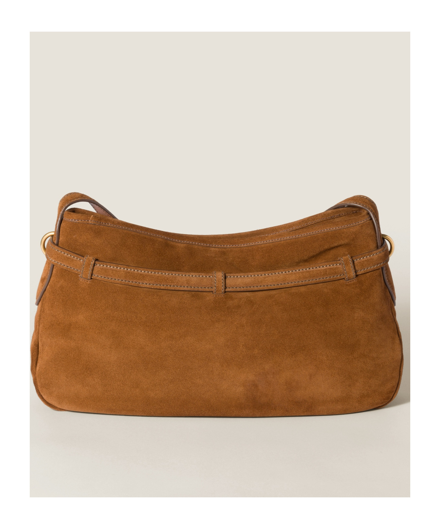 Miu Miu Suede Aventure Shoulder Bag In Oak