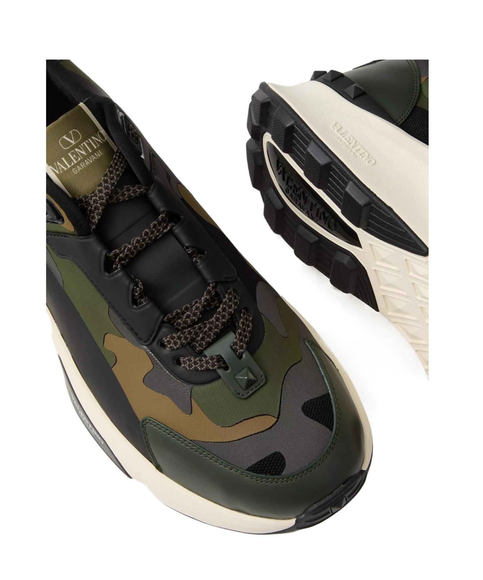 Shop Valentino Low Top True Act Camouflage Trainer In Rubberised Fabric In Black