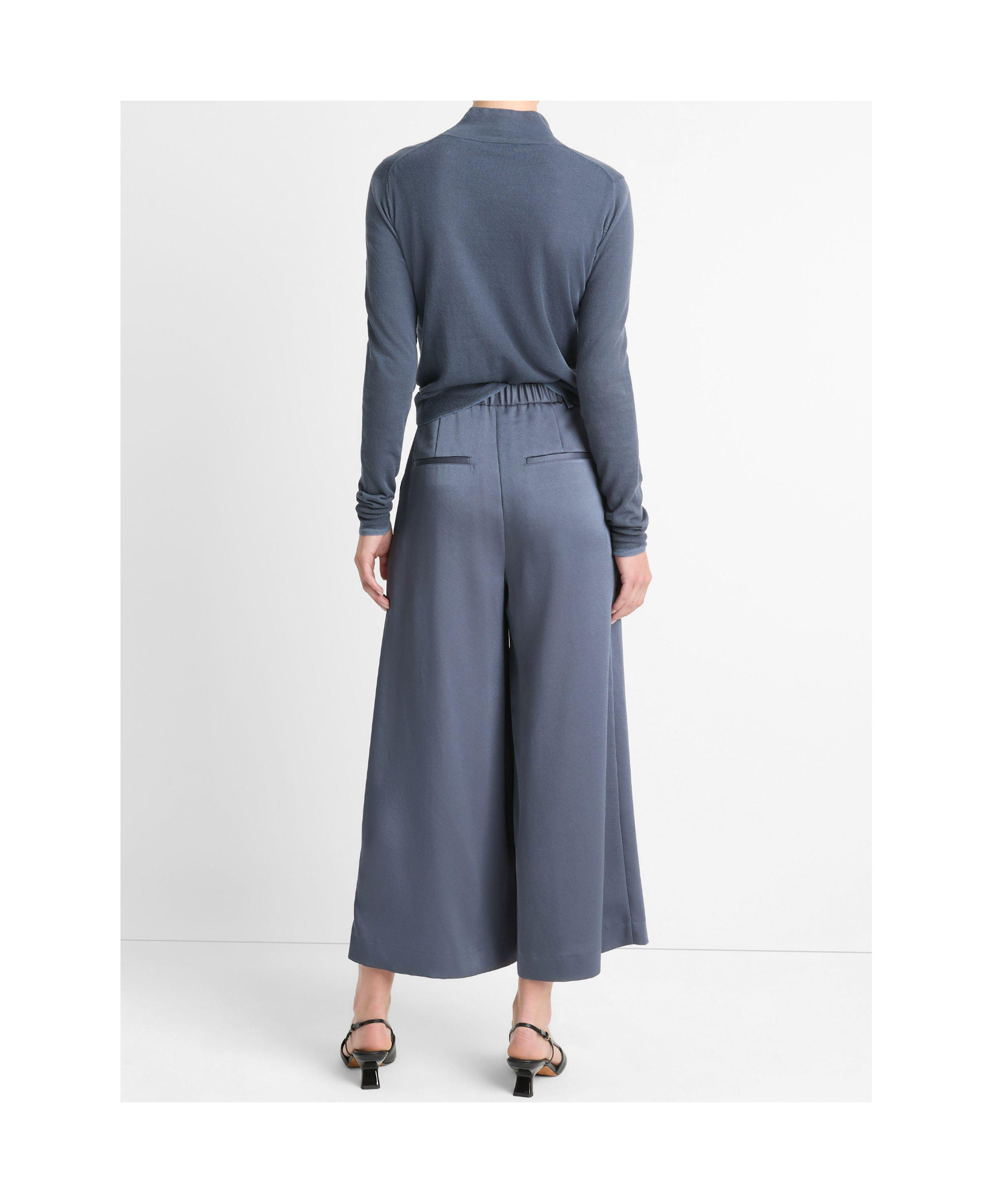 Shop Vince Mid-waist And Wide-leg Casual Pants In Gray