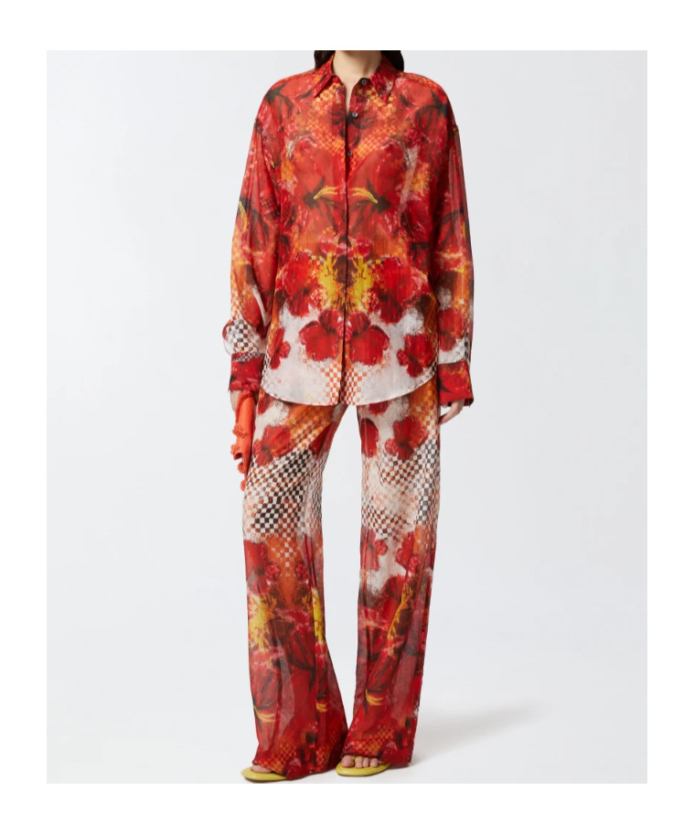Pinko Patterned Palazzo Pants In Red