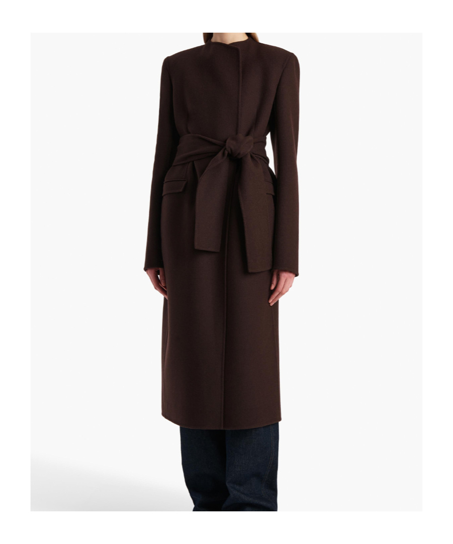 Khaite Belted Wrap Coat In Brown