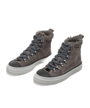 Brunello Cucinelli Lace-up High-top Casual Shoes In Black