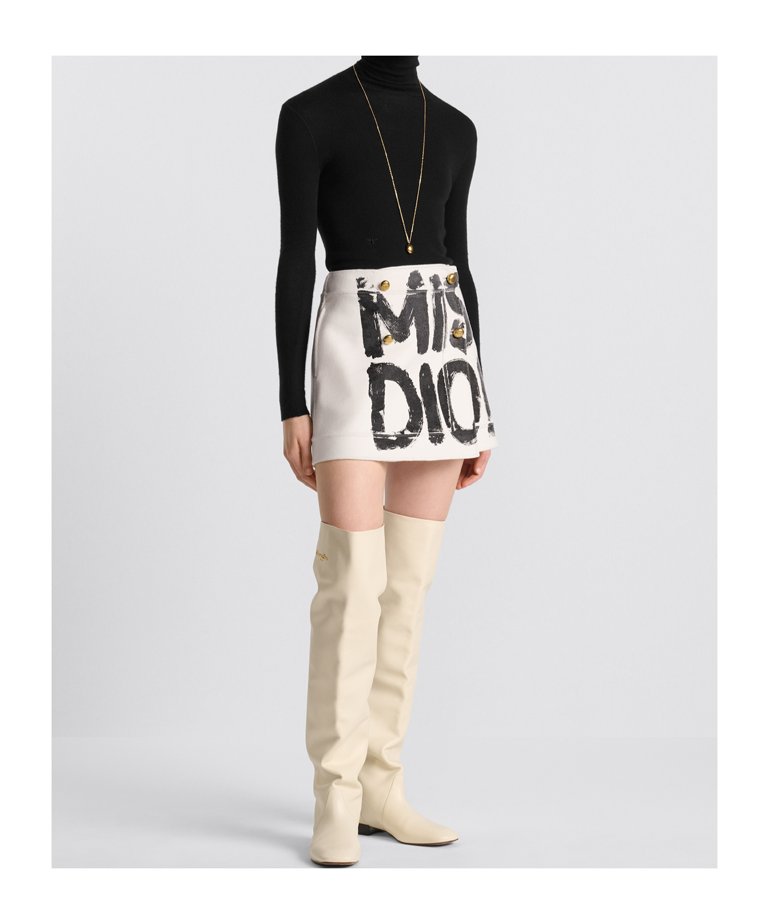 Dior Wrap Wool Miniskirt In White