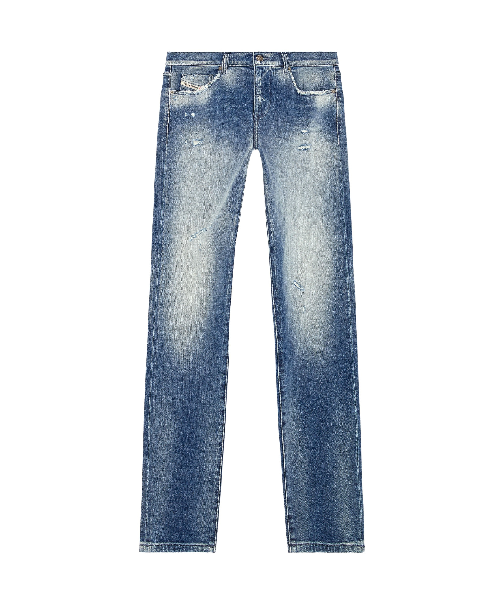 Diesel 2019 D-strukt 09j61 Distressed Slim Jeans In Blue