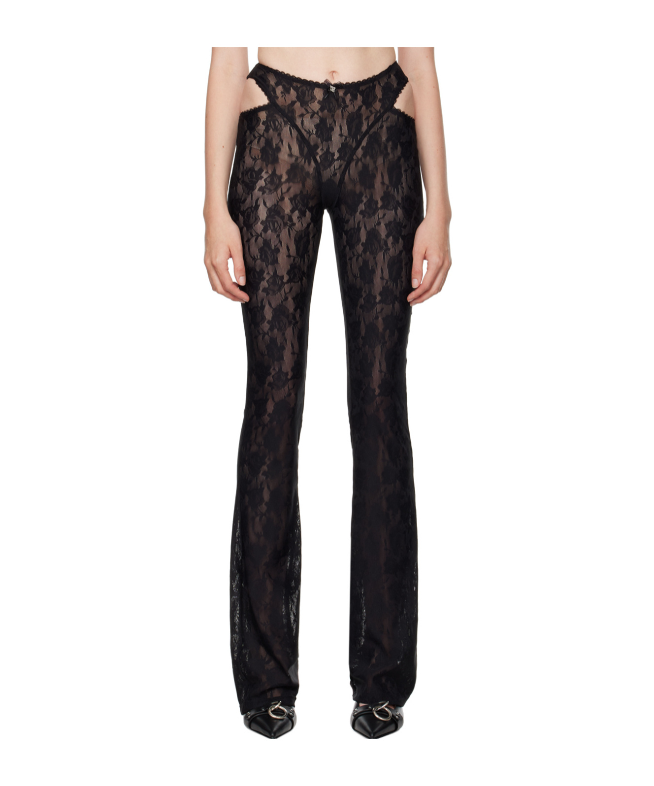 Misbhv Lace Hollow Casual Pants In Black