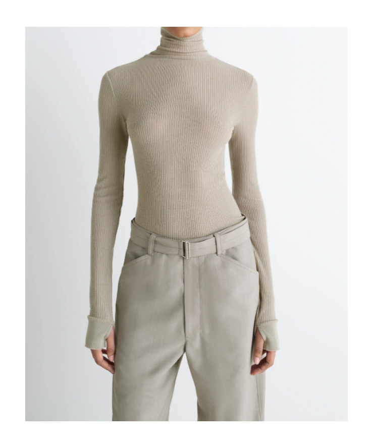 Lemaire Seamless Turtleneck Top In Green