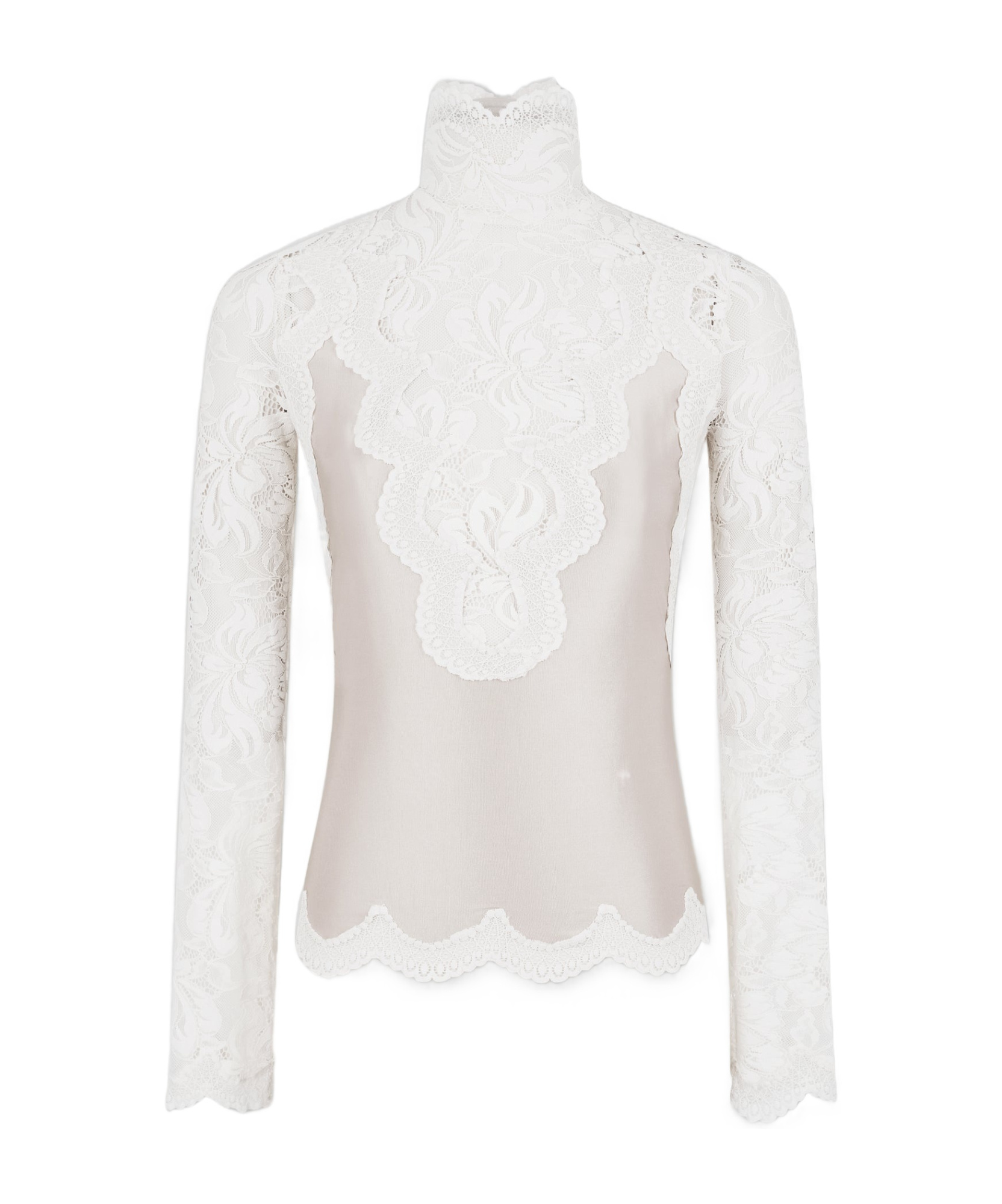 Shop Rabanne Long-sleeve Lace Top In White