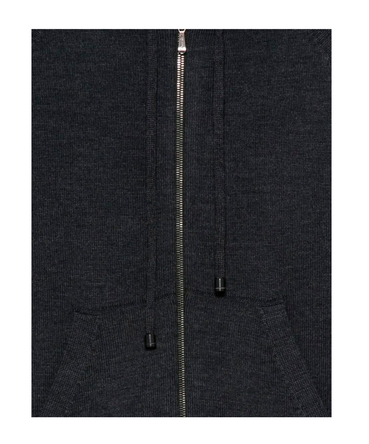 Drumohr Hooded Zip-up Sweater In Black