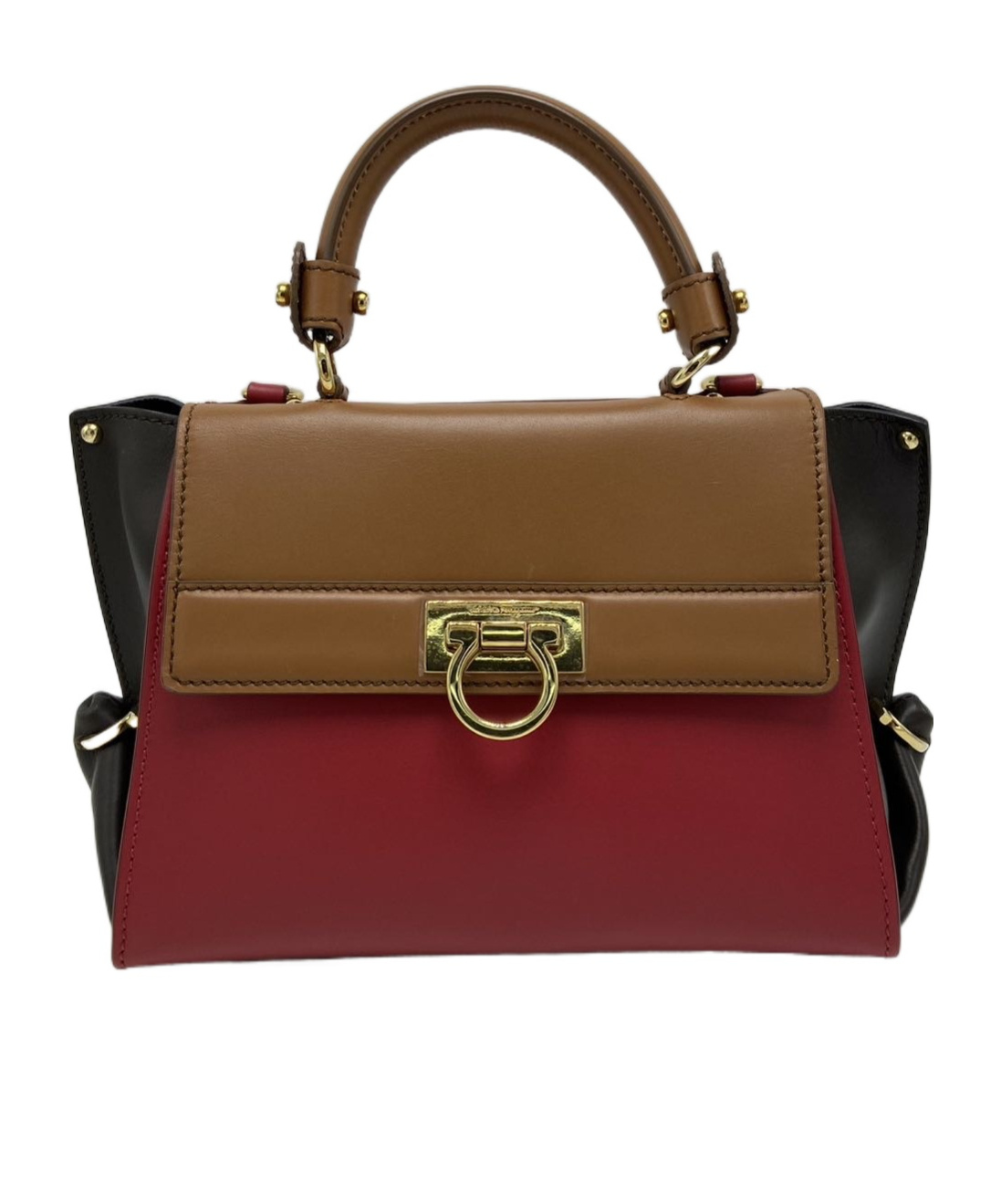 Ferragamo Top Handle Shoulder Bag In Brown