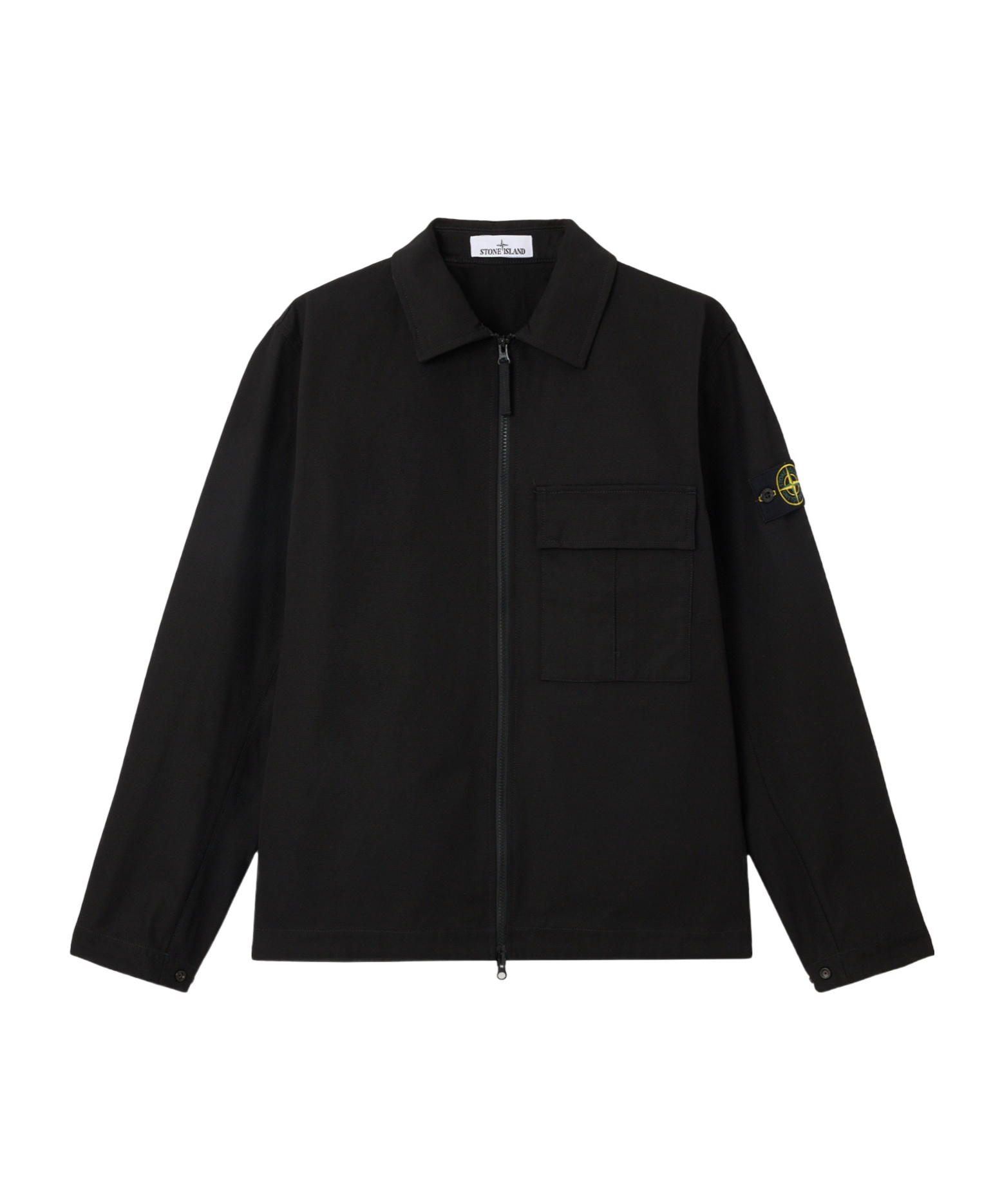 Stone Island Comfort-fit Overshirt With Gusseted Chest Pocket In Black