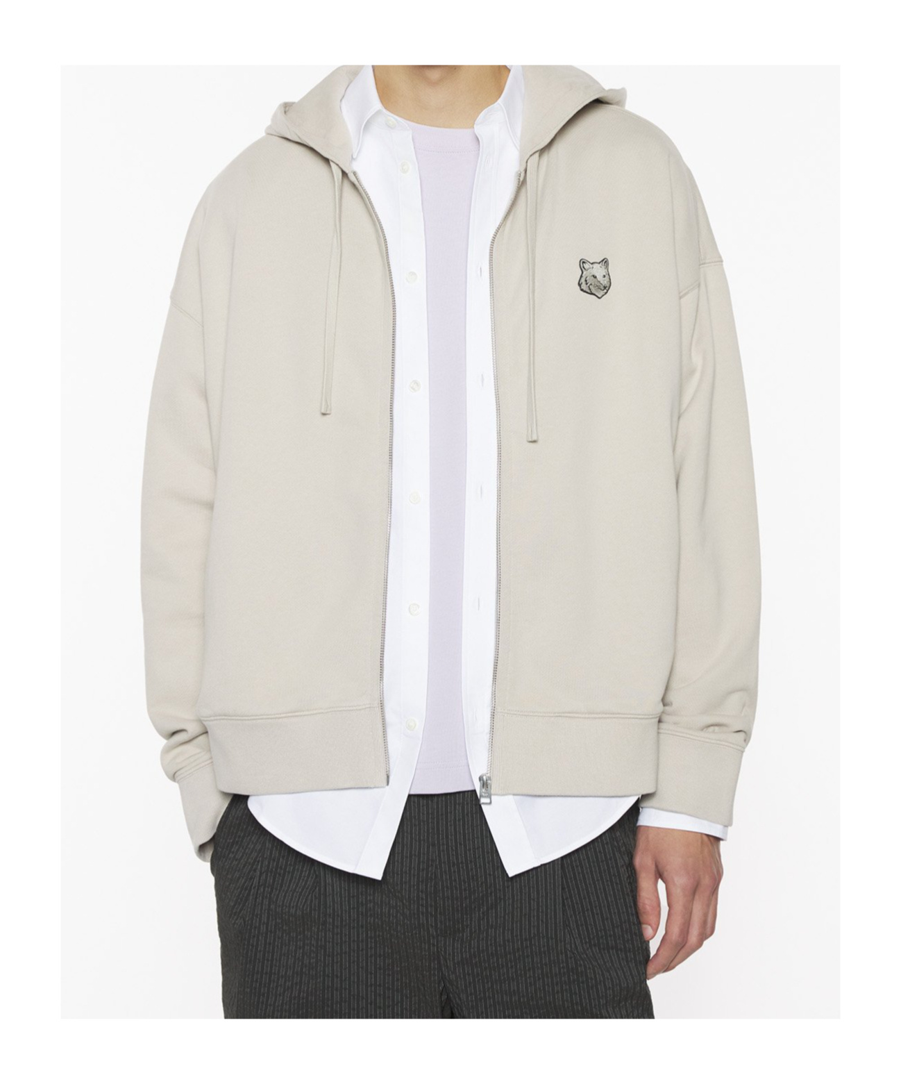 Maison Kitsuné Bold Fox Head Patch Fullzip Oversize Hoodie In Truffle Color
