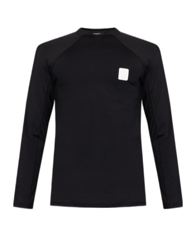Shop Balmain Logo-embroidered T-shirt In Black