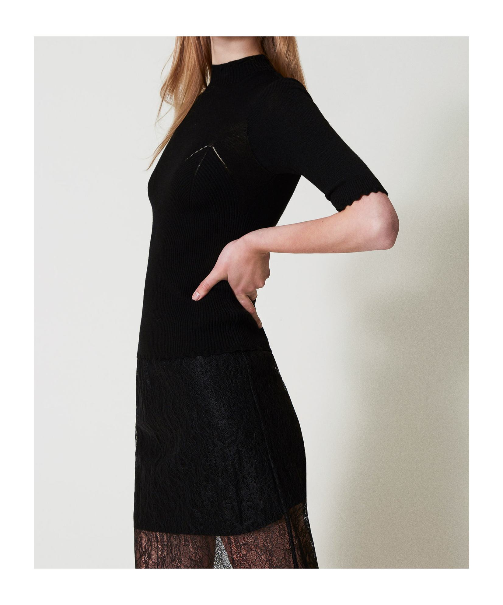 Shop Twinset Knitted T-shirt In Black
