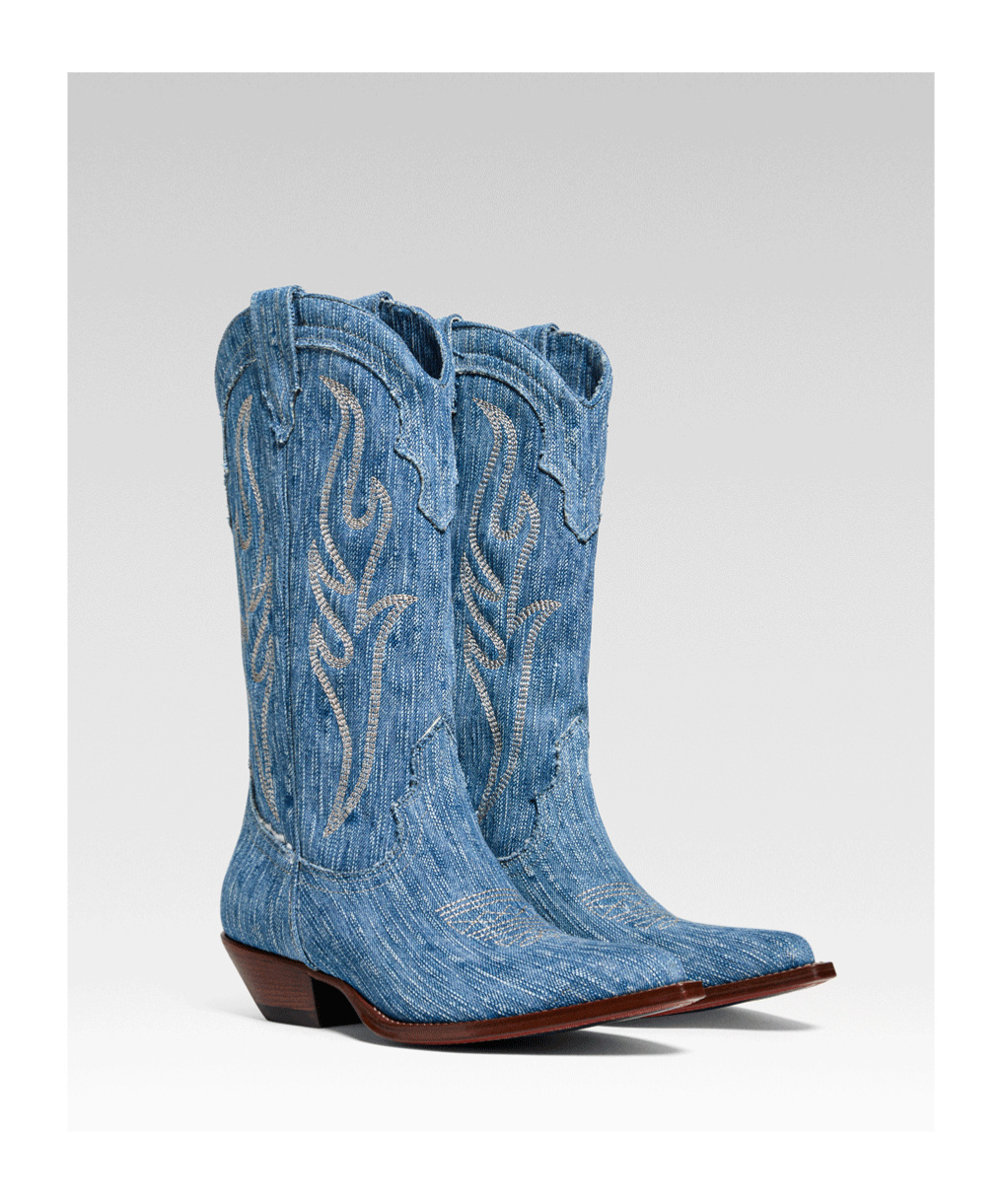 Sonora Denim Santa Fe Boots In Blue