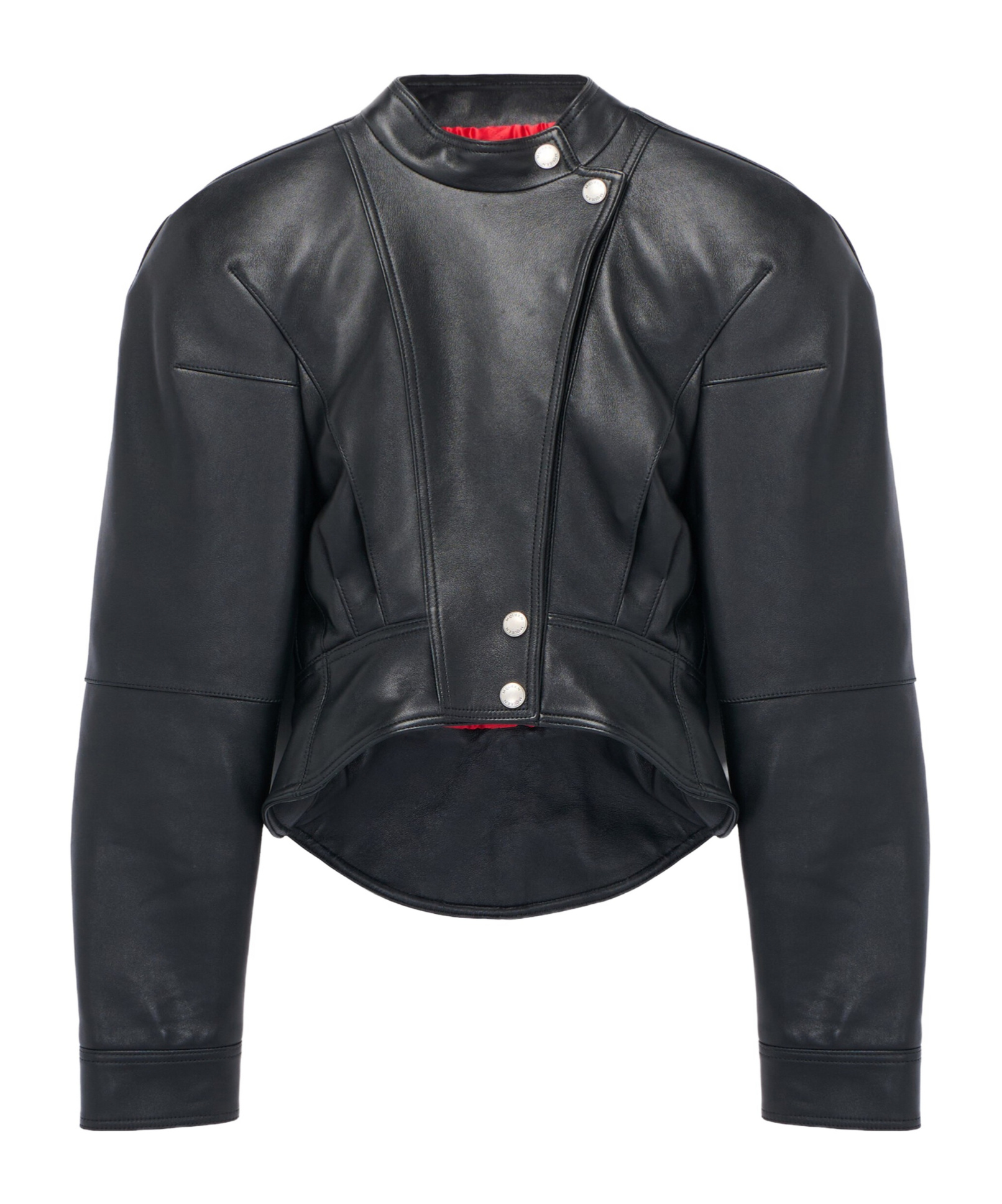 Alexander Mcqueen Women's Sculpted Shoulder Leather Jacket In Black