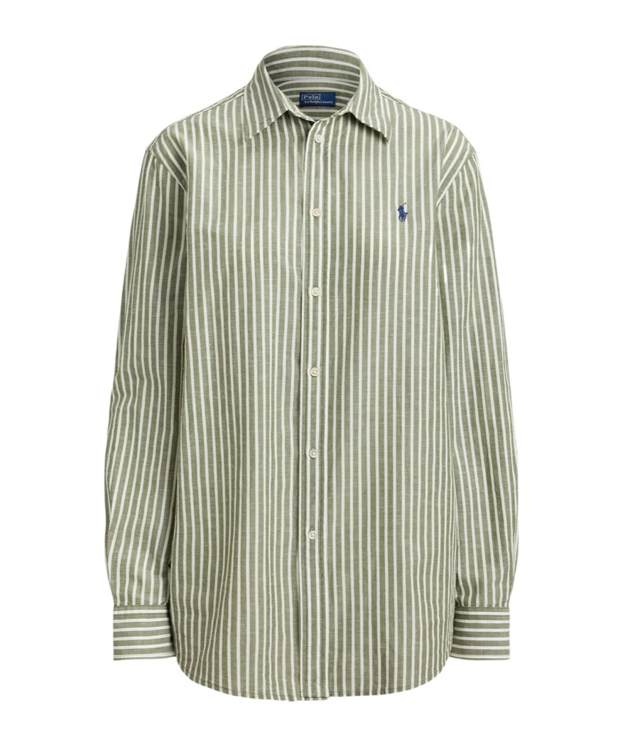 Polo Ralph Lauren Striped Long-sleeve Shirt In Green