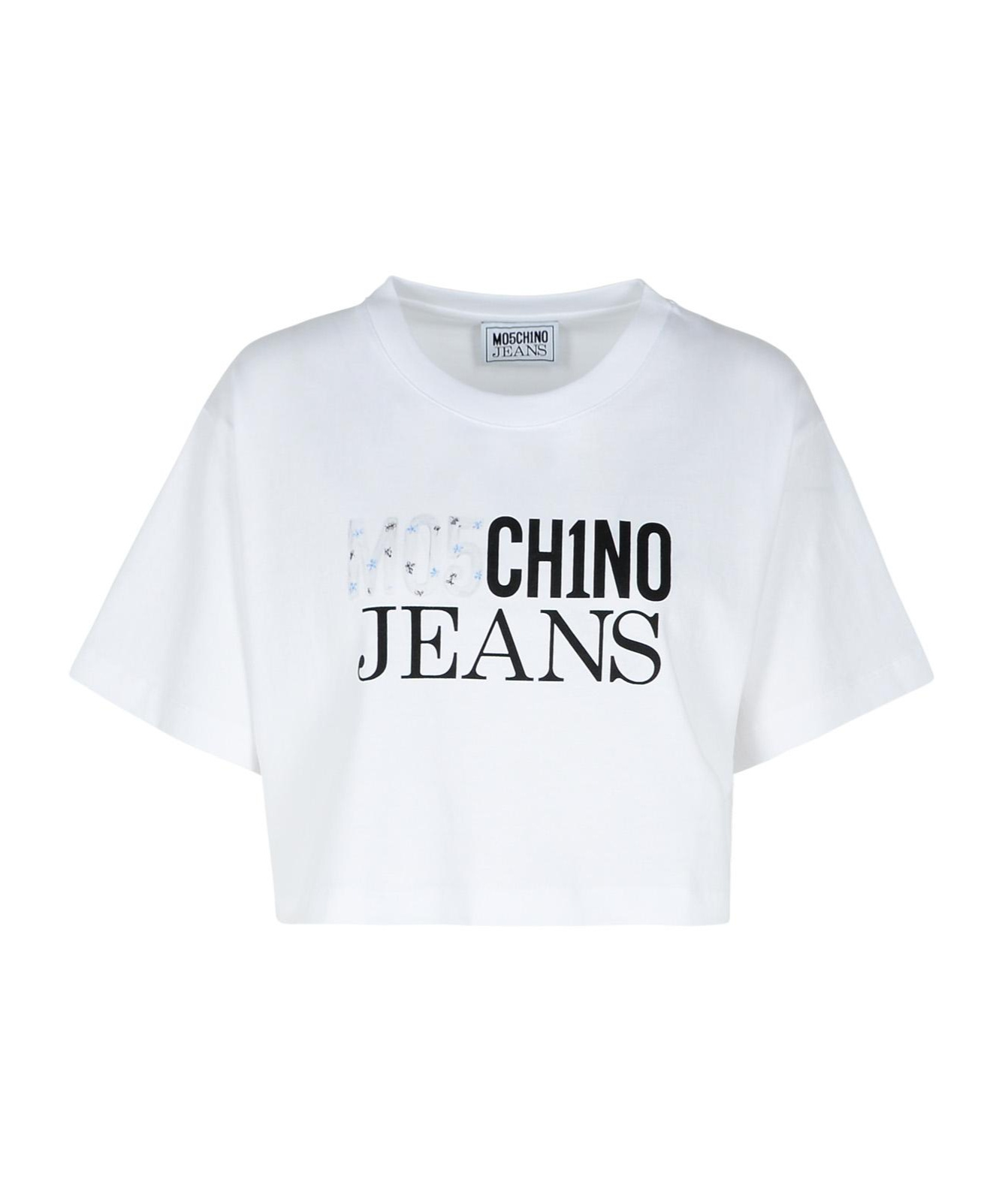Moschino Logo-print Cropped T-shirt In White
