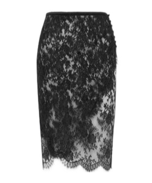 Saint Laurent Women Lace Wrap Pencil Skirt In Black