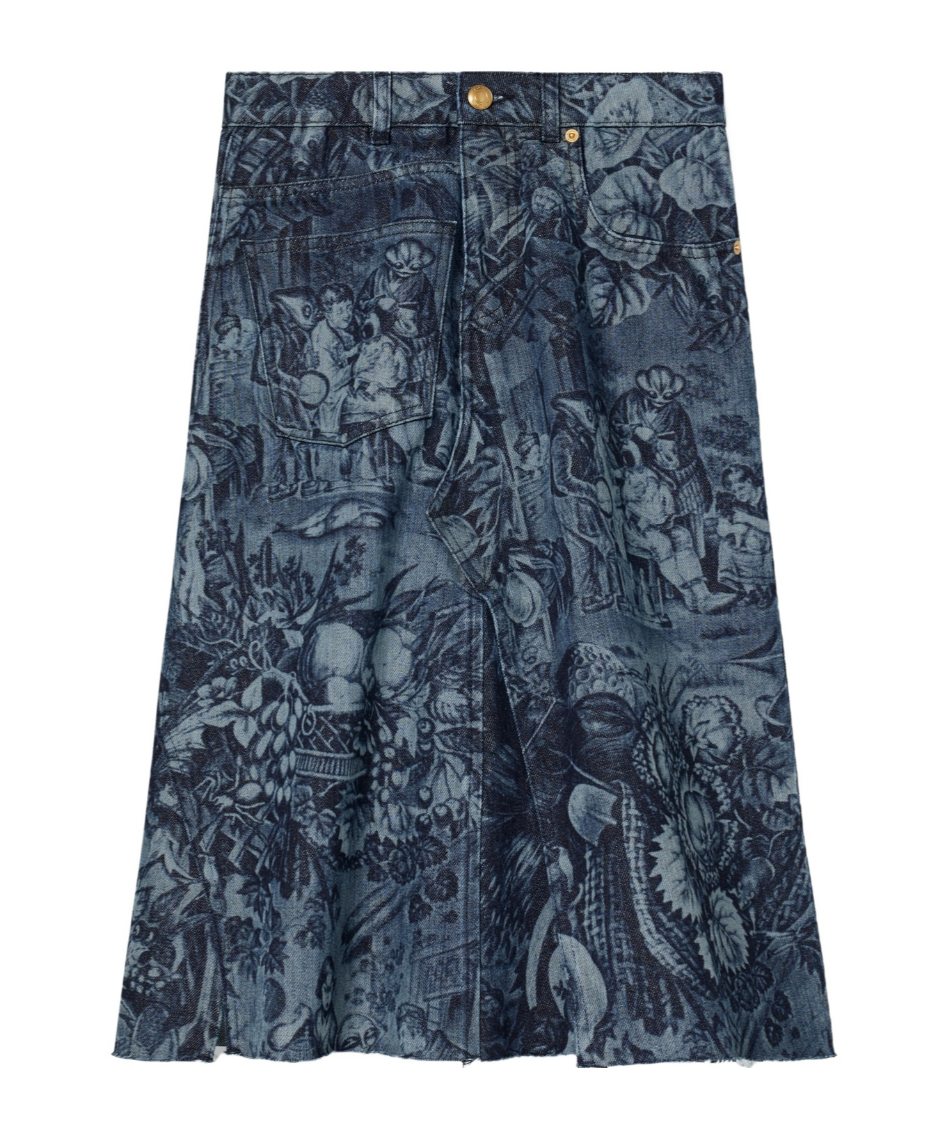 Tory Burch Printed Deconstructed Denim Skirt In Multi