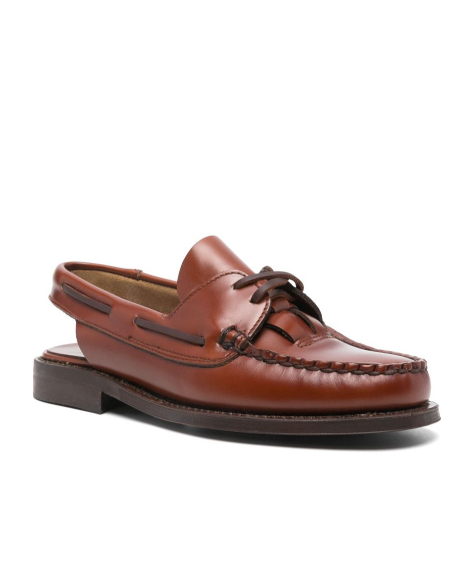 Hereu Women Saler Leather Slingback Loafers In Brown