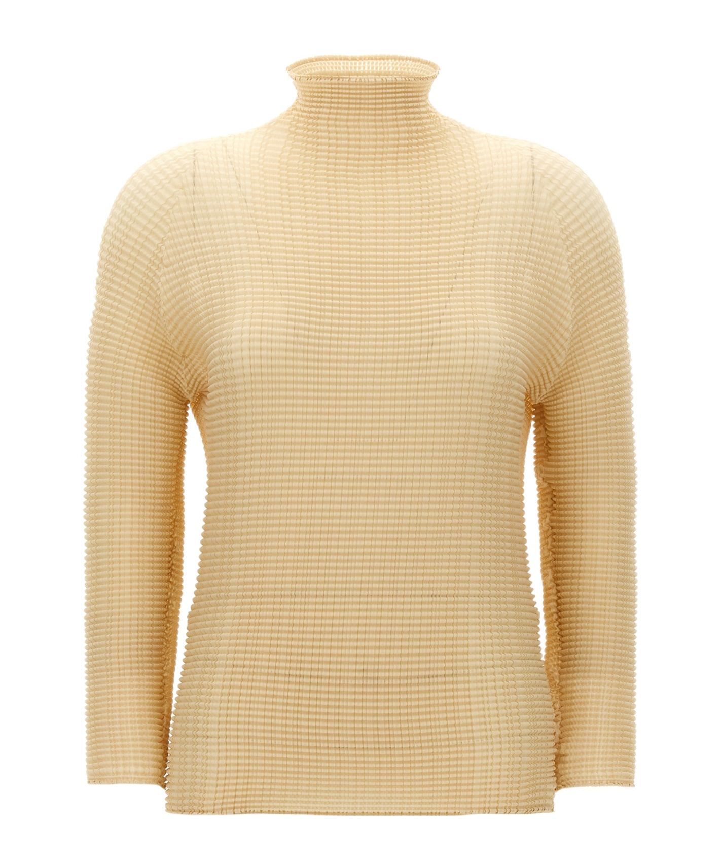 Issey Miyake Womens 40-light Beige Pleated High-neck Woven Top In Nude