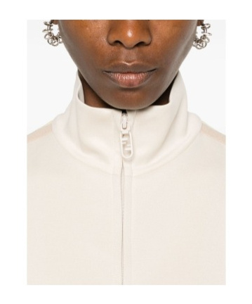 Fendi Logo-tape Zip-up Sweatshirt In White